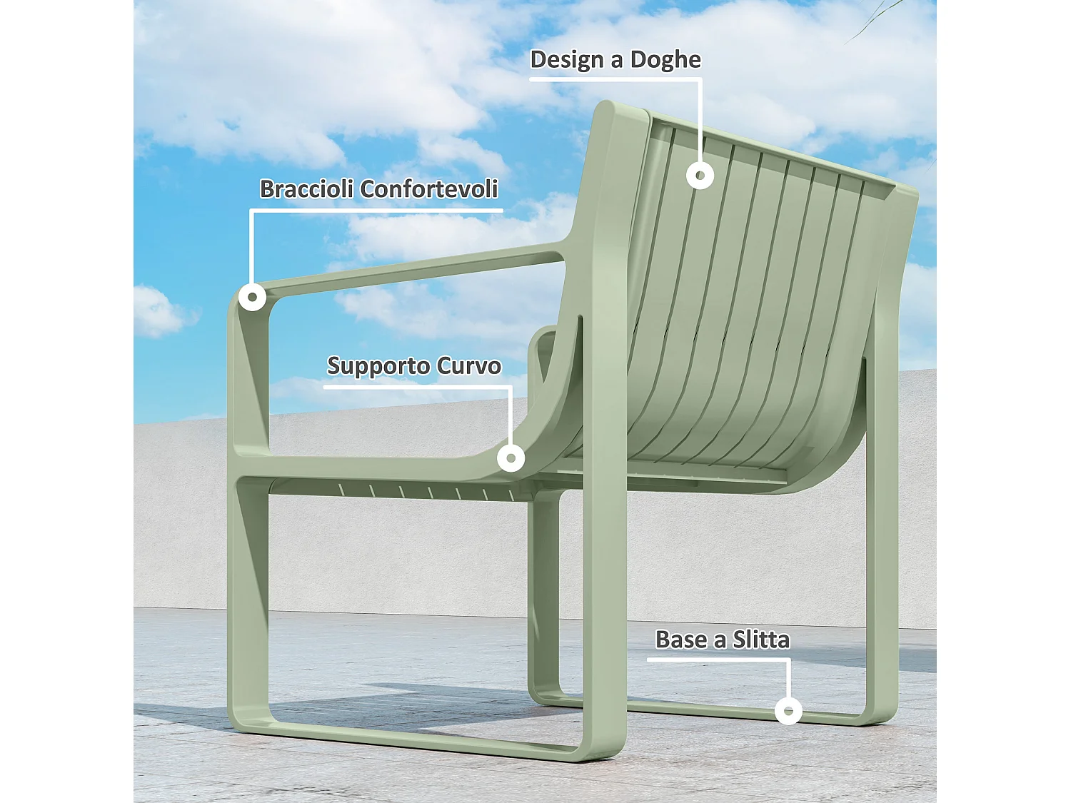 Set da giardino 5pz con divanetto 2 poltroncine e 2 tavolini verde
