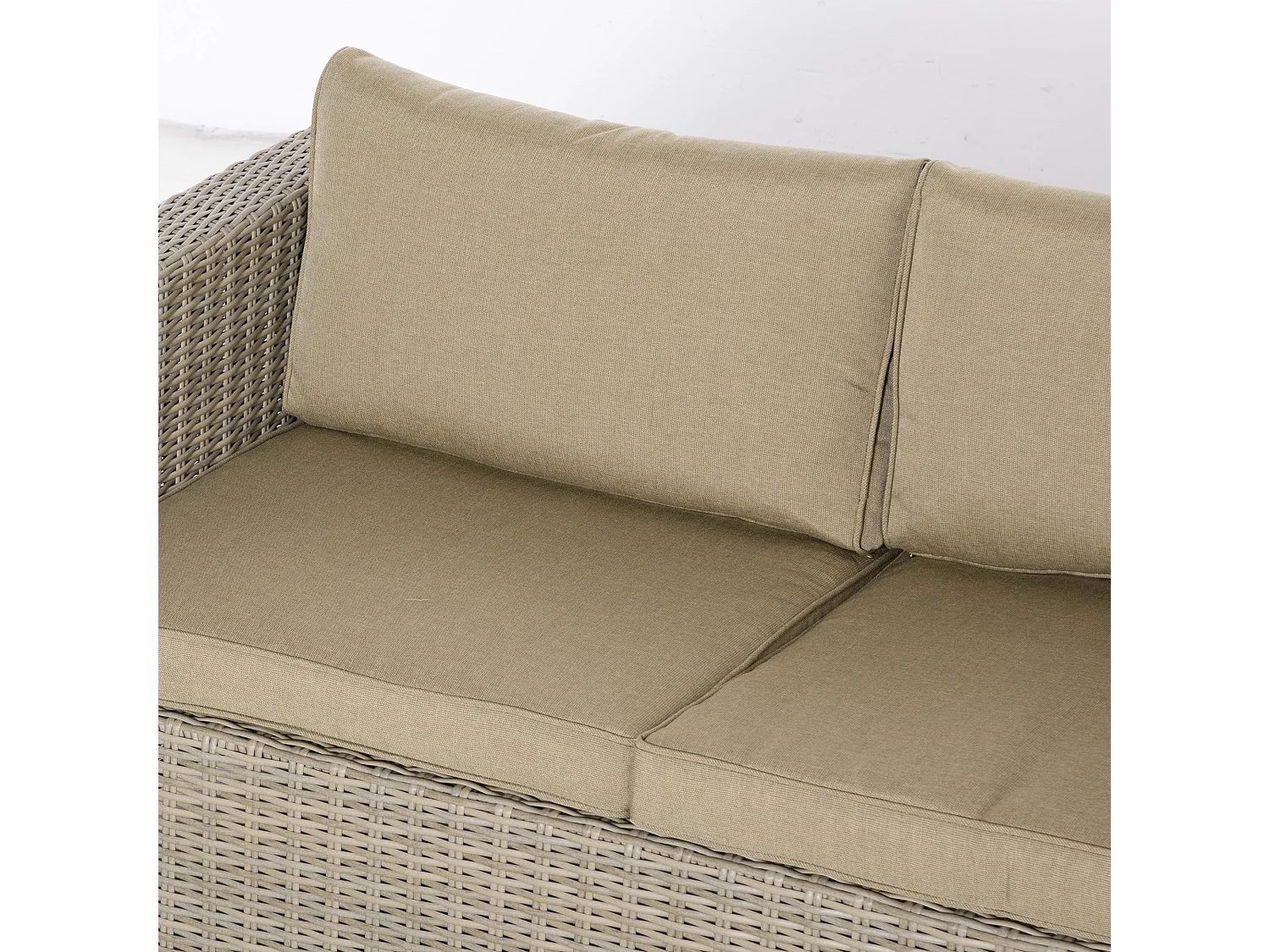 Set 4 pz salotto da esterni in rattan kaki e beige