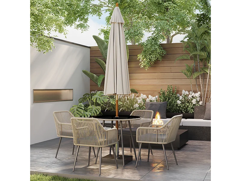 Set da giardino 5 pz con 4 sedie da esterno e tavolino rotondo