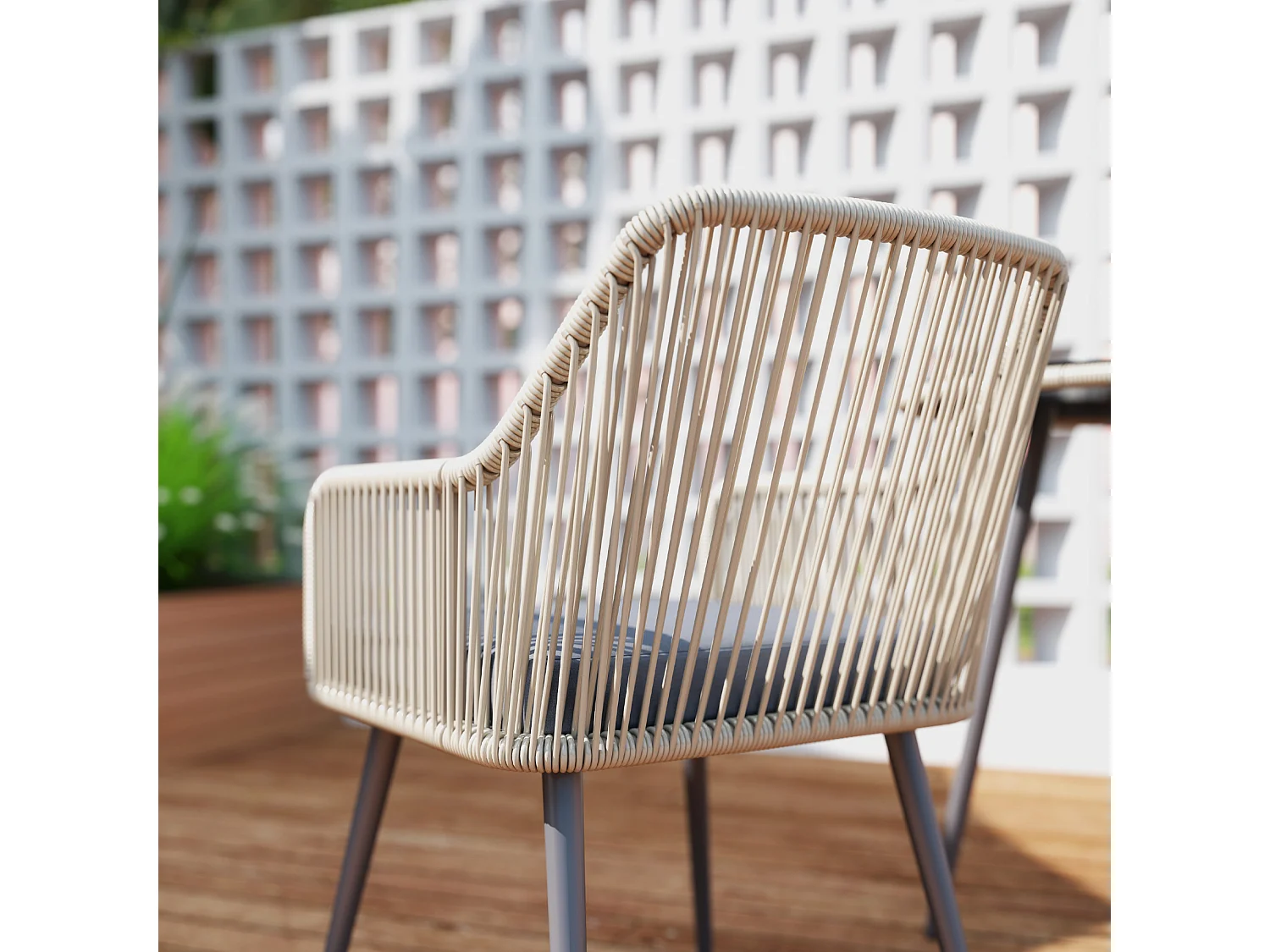 Set da giardino 5 pz con 4 sedie da esterno e tavolino rotondo