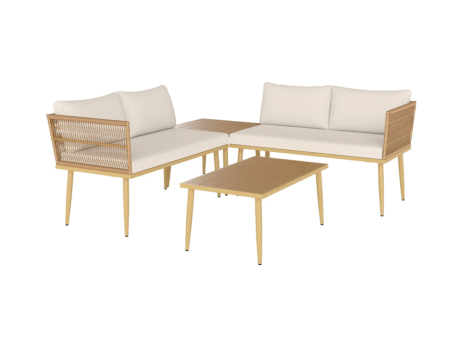 Salotto da esterno con 2 divanetti e 2 tavolini in rattan pe