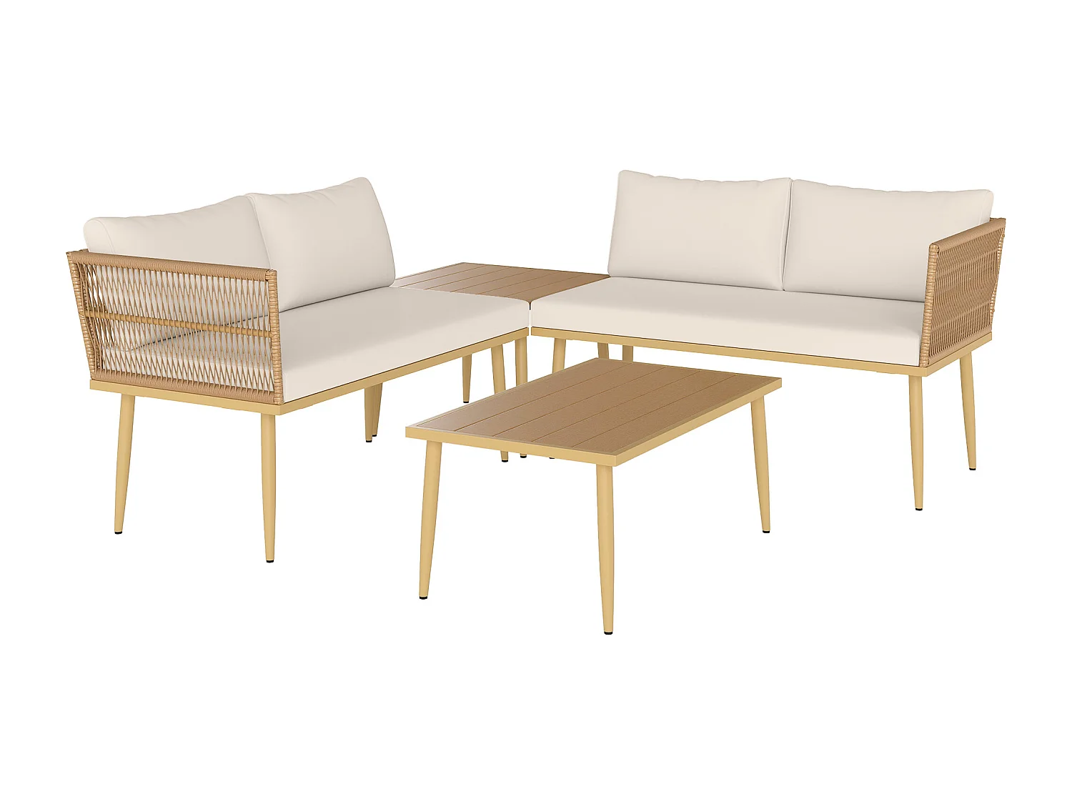 Salotto da esterno con 2 divanetti e 2 tavolini in rattan pe