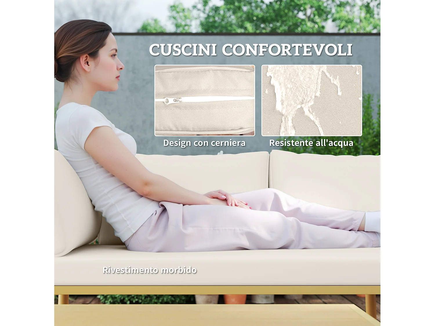 Salotto da esterno con 2 divanetti e 2 tavolini in rattan pe