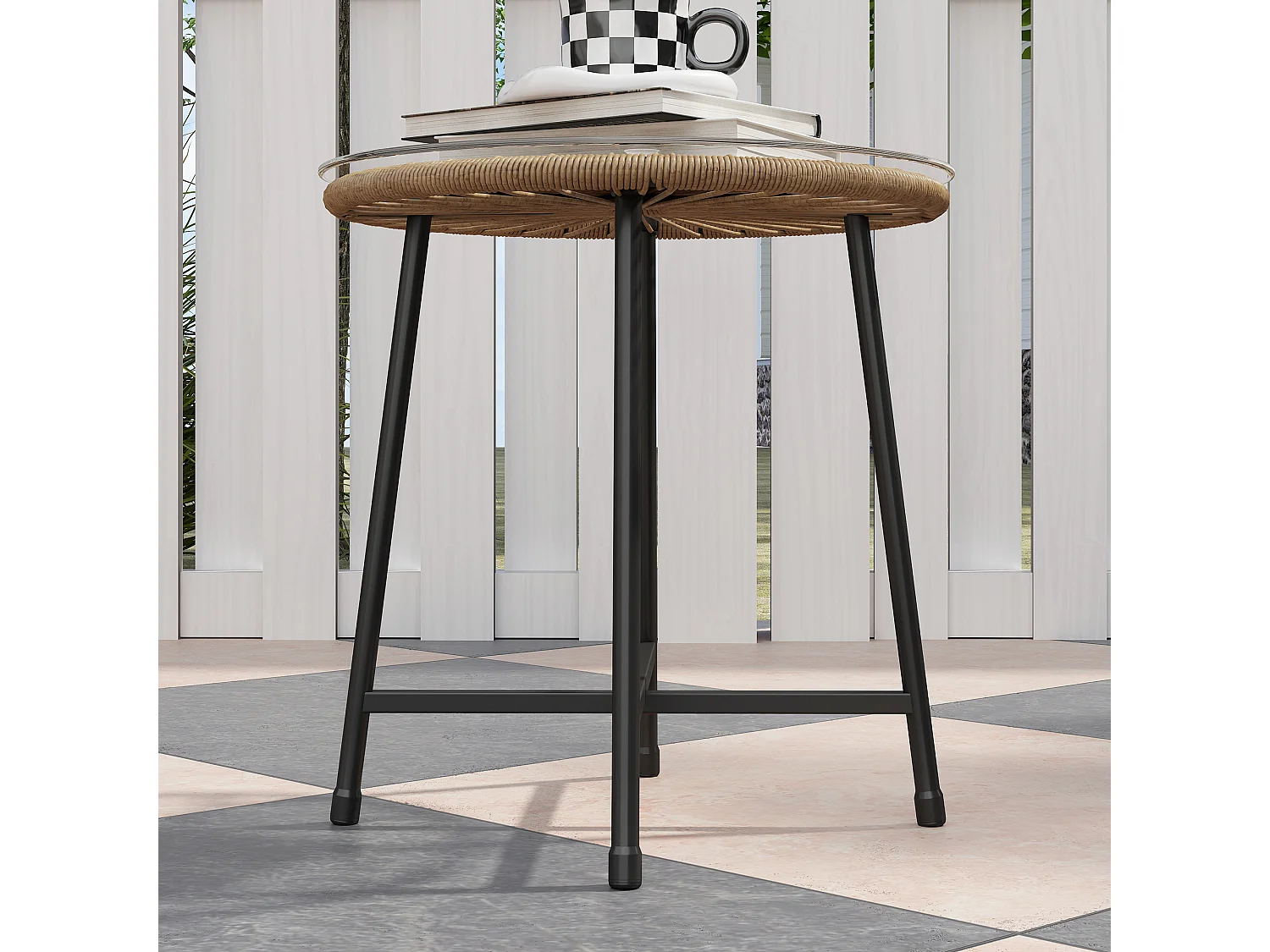 Set da giardino 3pz con 2 sedie con cuscino e tavolino rotondo