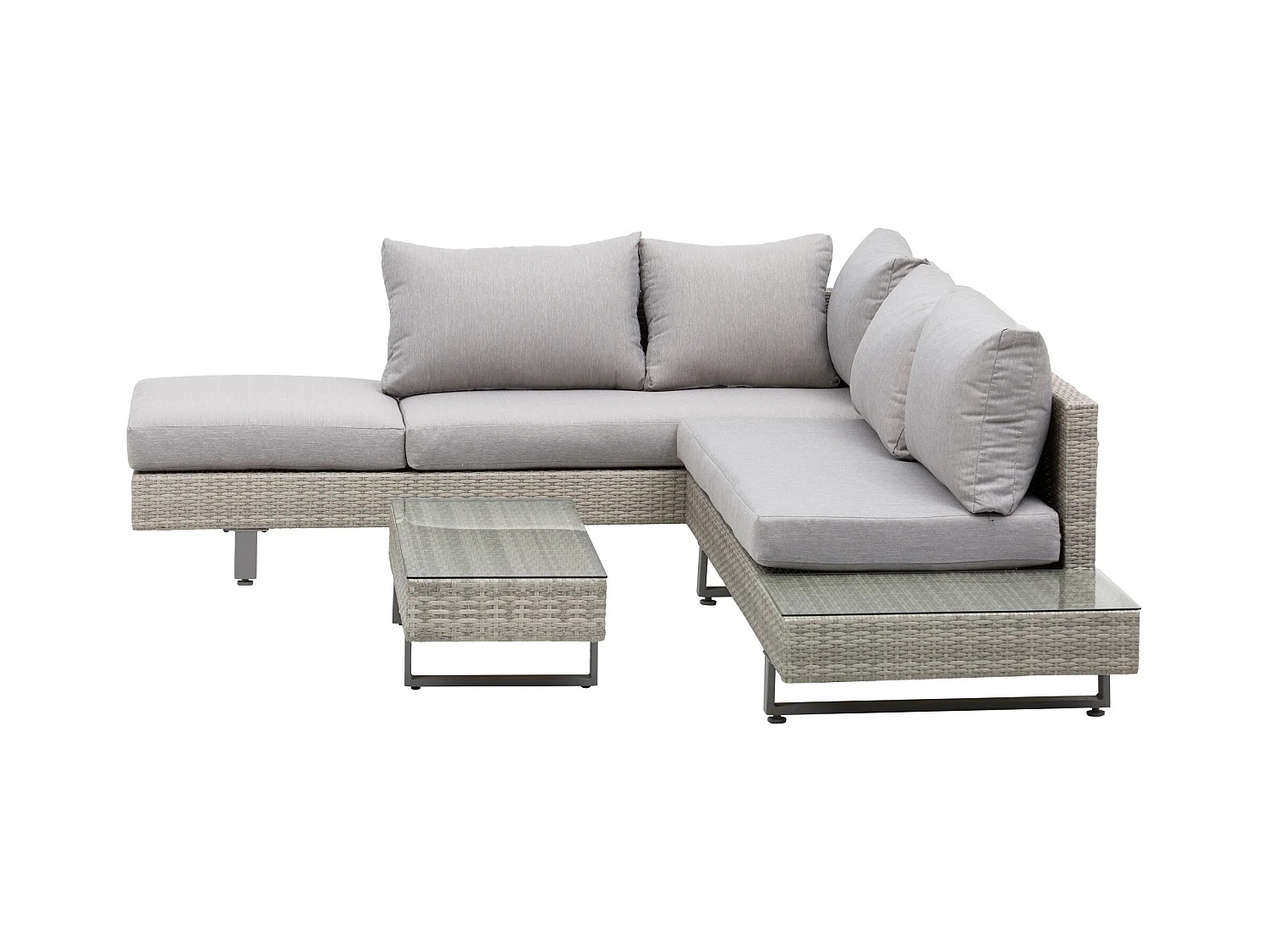 Salotto da giardino set divani con tavolino in rattan grigio