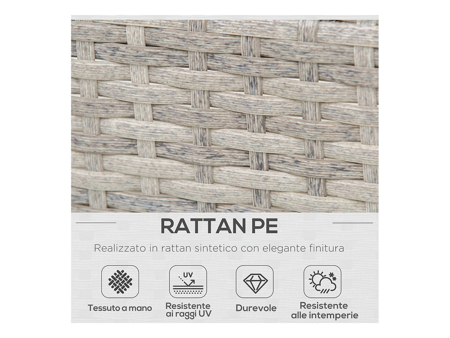 Salotto da giardino set divani con tavolino in rattan grigio