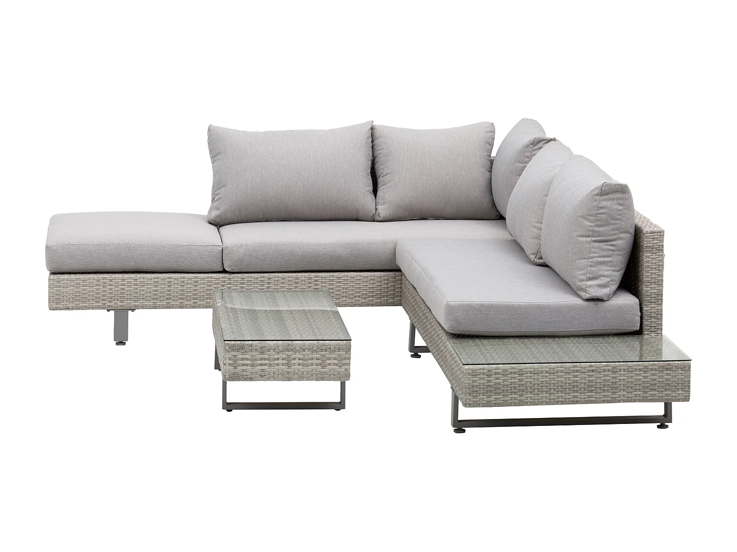Salotto da giardino set divani con tavolino in rattan grigio