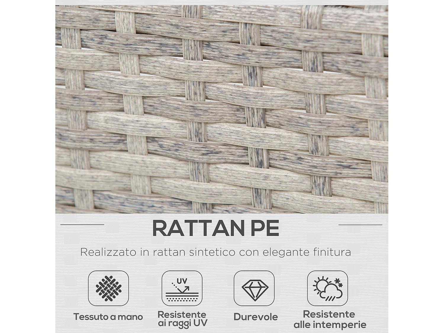 Salotto da giardino set divani con tavolino in rattan grigio