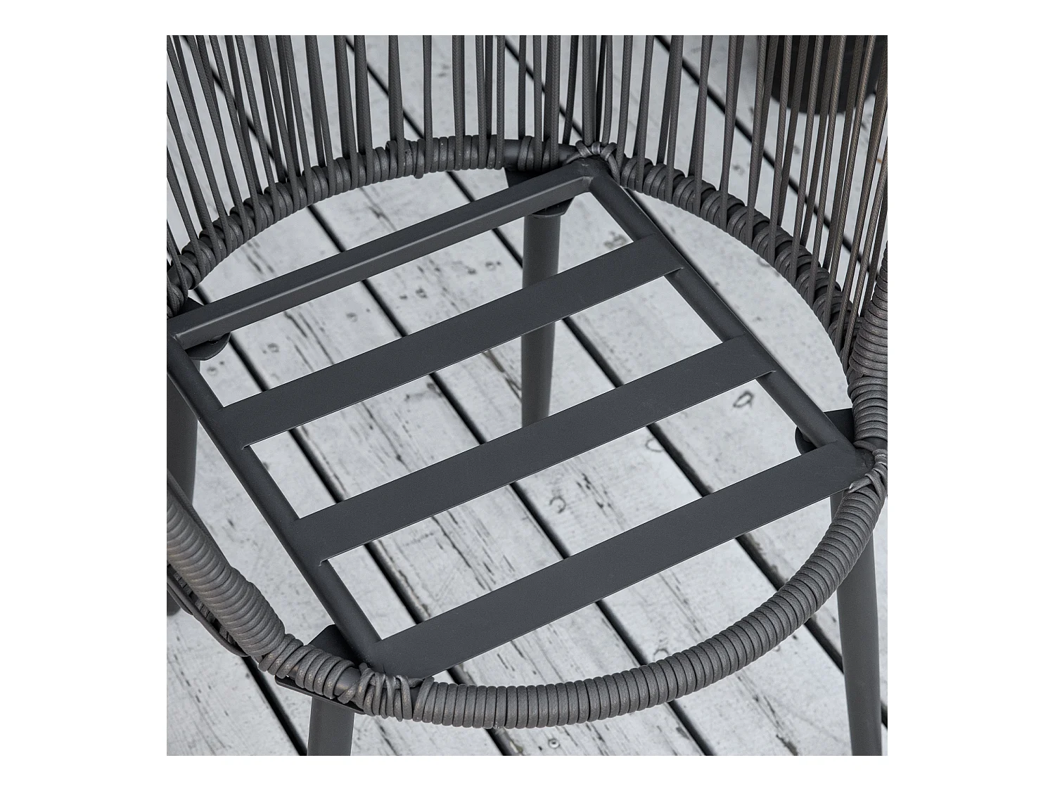 Set da giardino 2 sedie con cuscini e tavolino rotondo in rattan pe