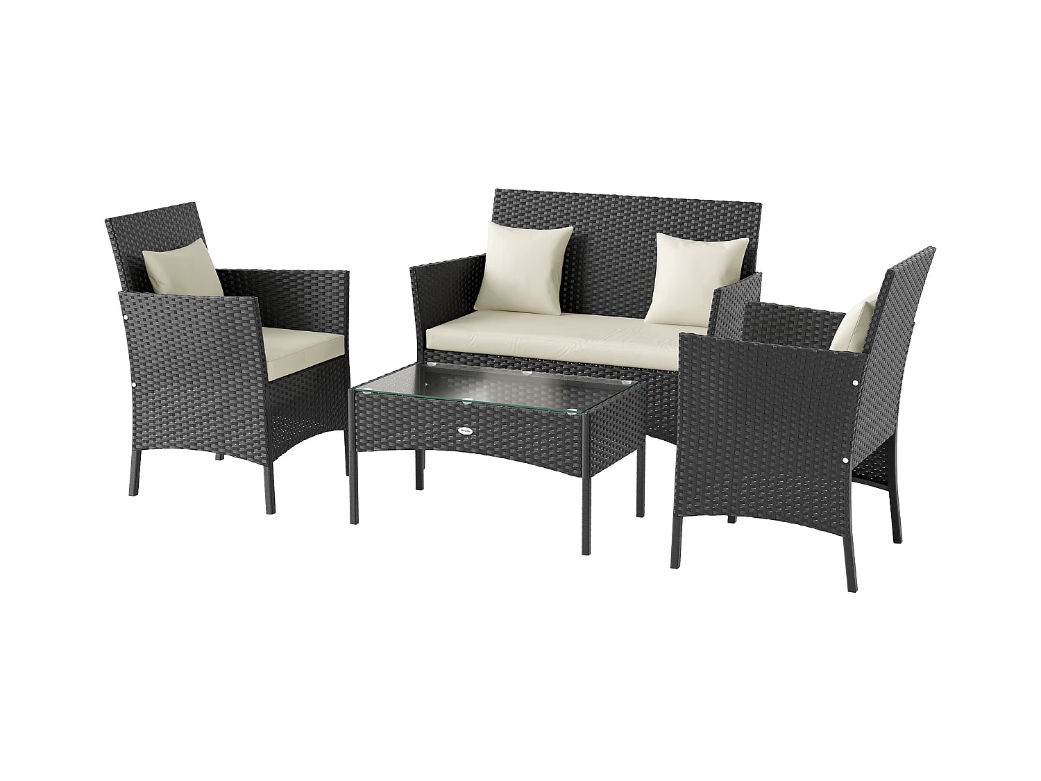 Set da giardino 4pz 2 sedie poltrona 2 posti e tavolino basso