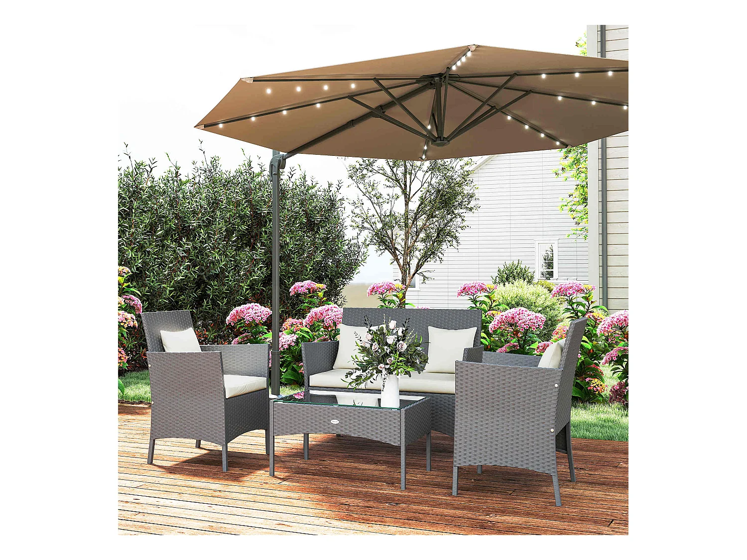 Set da giardino 4pz 2 sedie poltrona 2 posti e tavolino basso