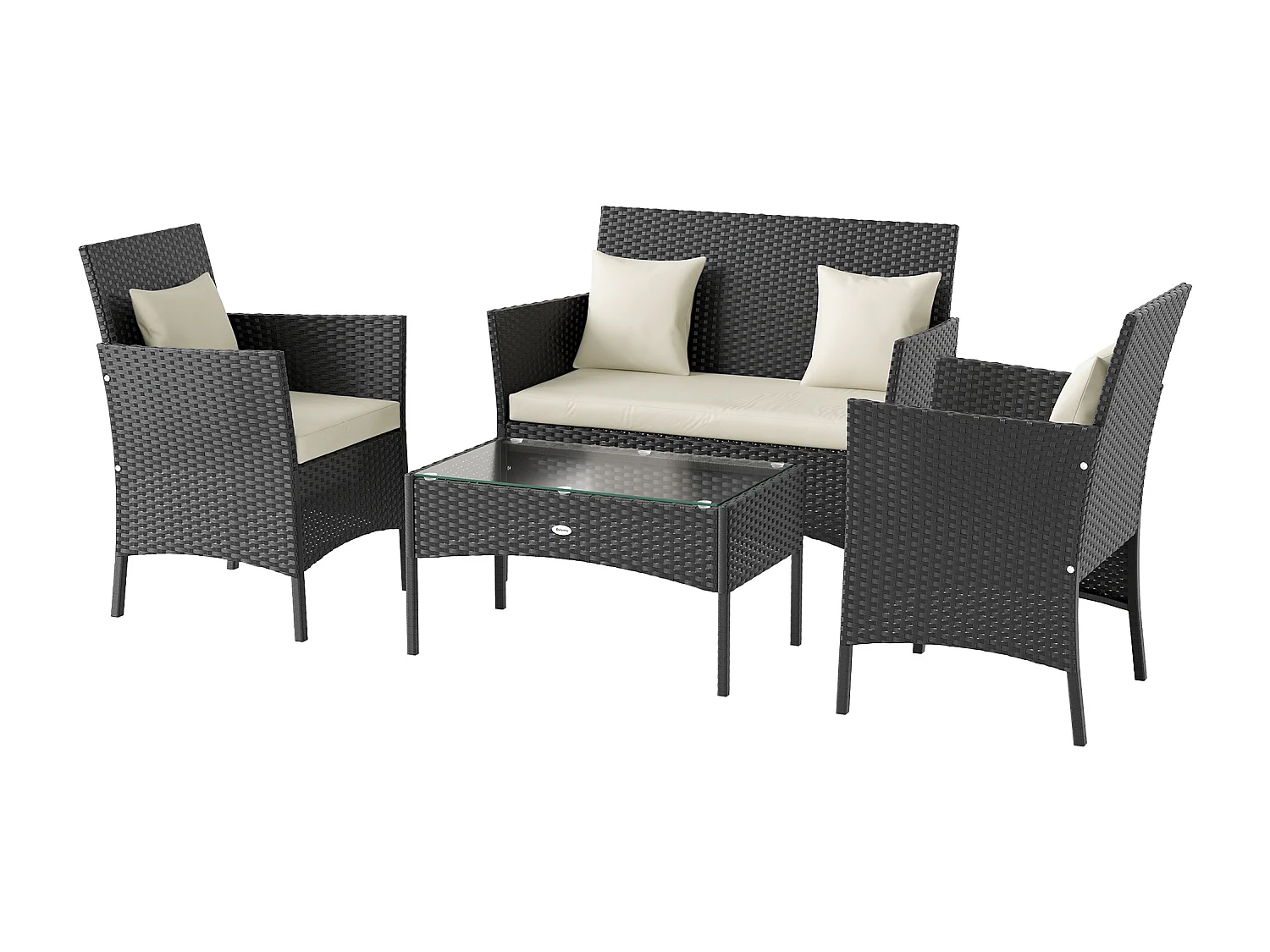 Set da giardino 4pz 2 sedie poltrona 2 posti e tavolino basso