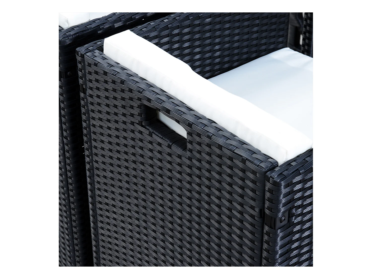 Set mobili da giardino con tavolo e 4 sedie imbottite salvaspazio