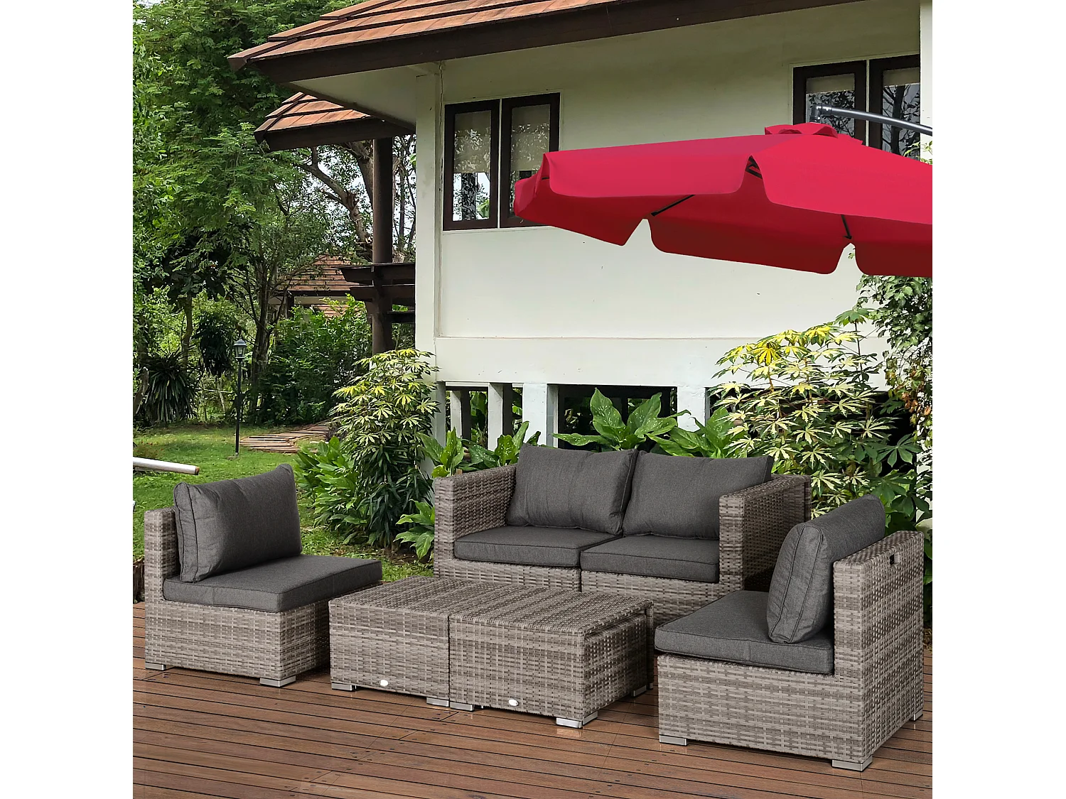 Salotto giardino rattan pe 8 pezzi poltrone tavoli sgabelli