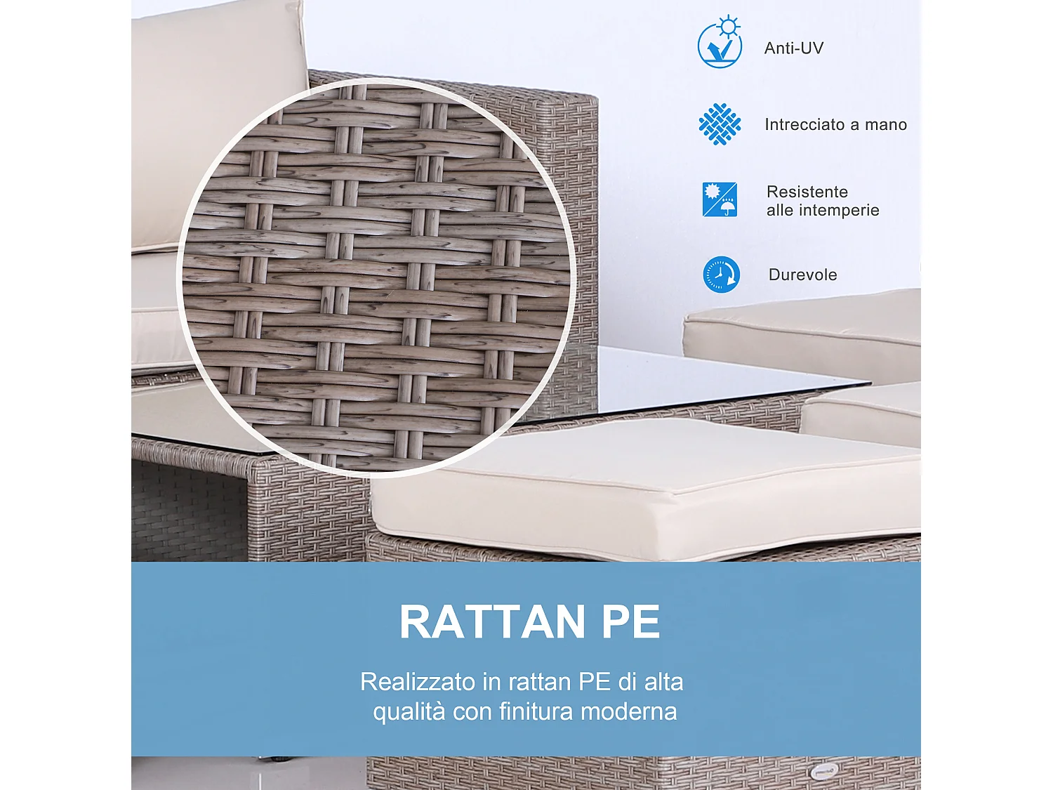 Salotto giardino rattan pe 8 pezzi poltrone tavoli sgabelli