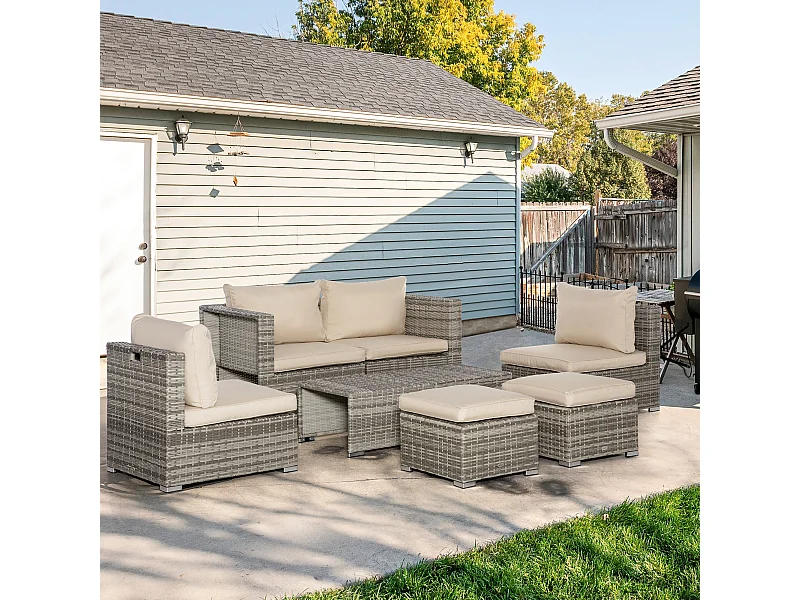 Salotto giardino rattan pe 8 pezzi poltrone tavoli sgabelli