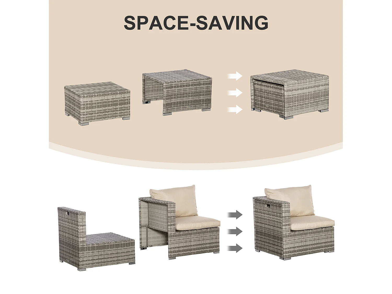 Salotto giardino rattan pe 8 pezzi poltrone tavoli sgabelli
