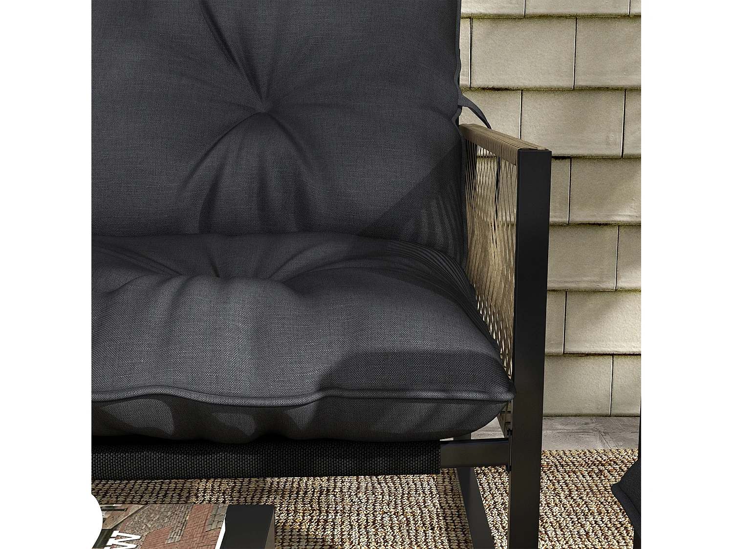 Set da giardino 4 pezzi in rattan con divanetto, 2 sedie e tavolino