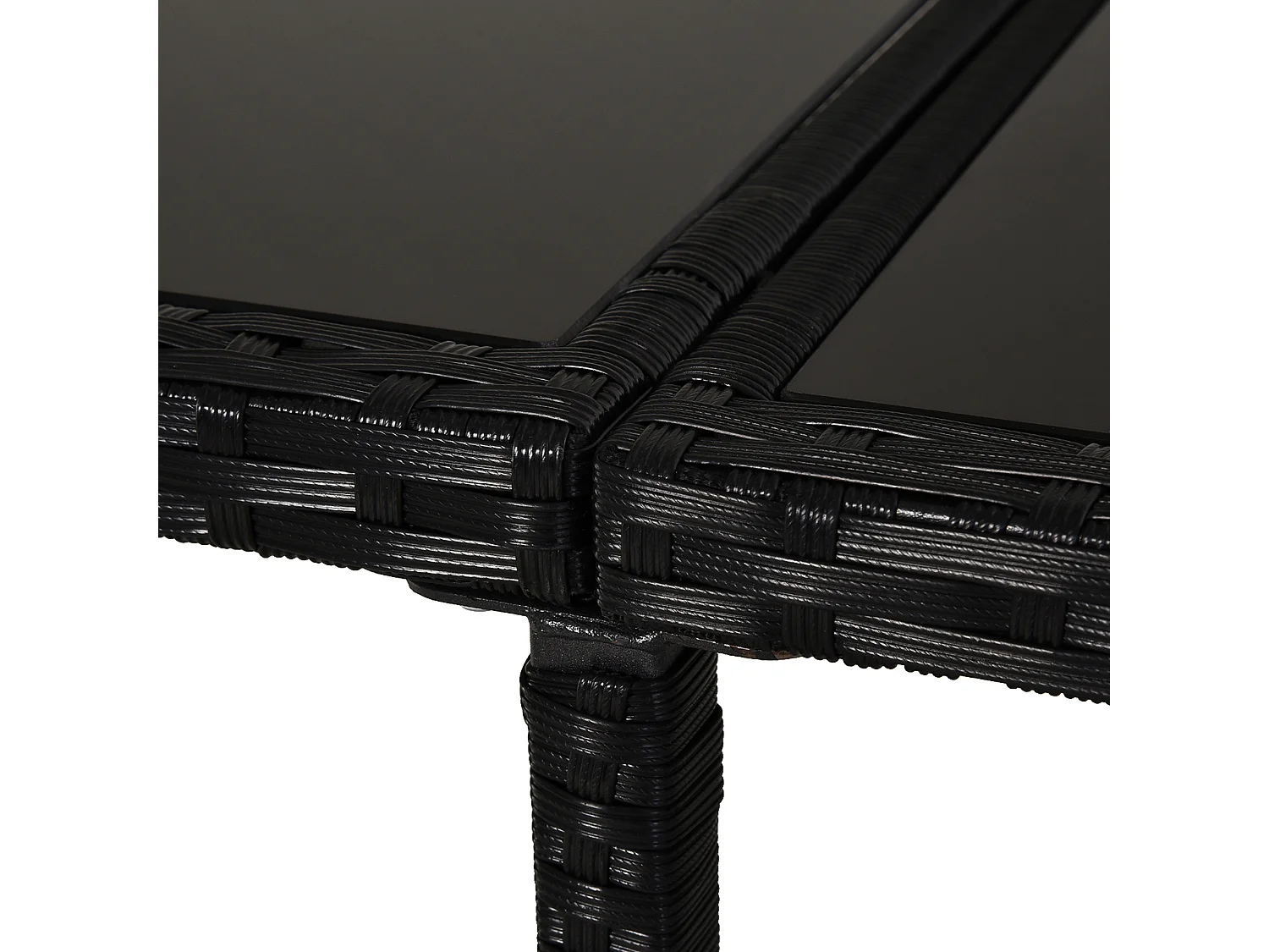 Set da giardino con tavolo 6 sedie e 4 sgabelli con cuscini nero