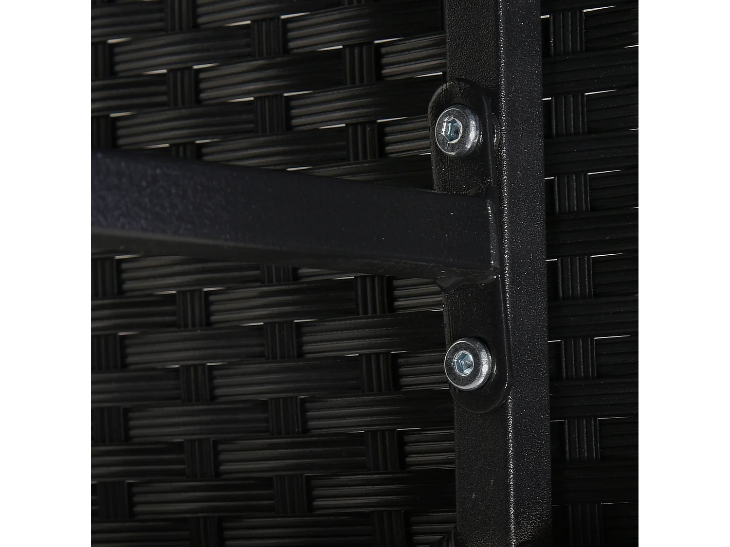 Set da giardino con tavolo 6 sedie e 4 sgabelli con cuscini nero