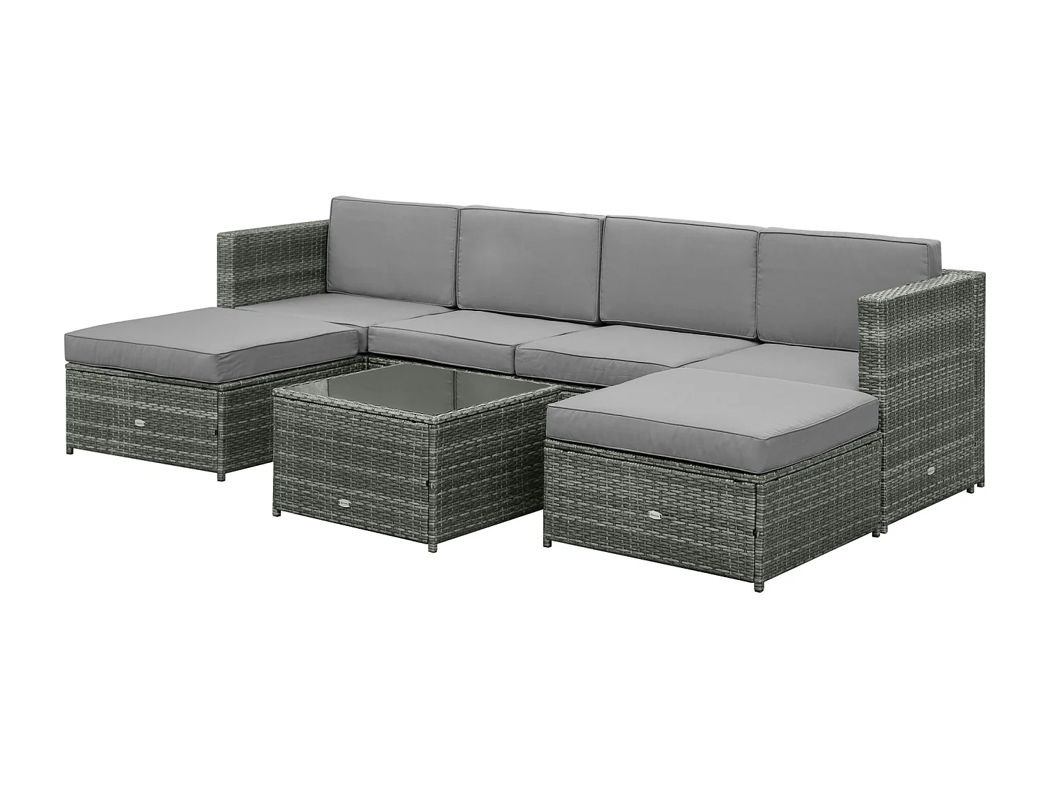 Set 7 pezzi salotto esterni con poltrona e tavolino grigio