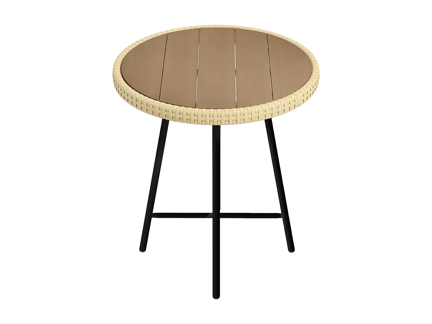 Tavolino per esterni in rattan e plastica di legno grigio e nero