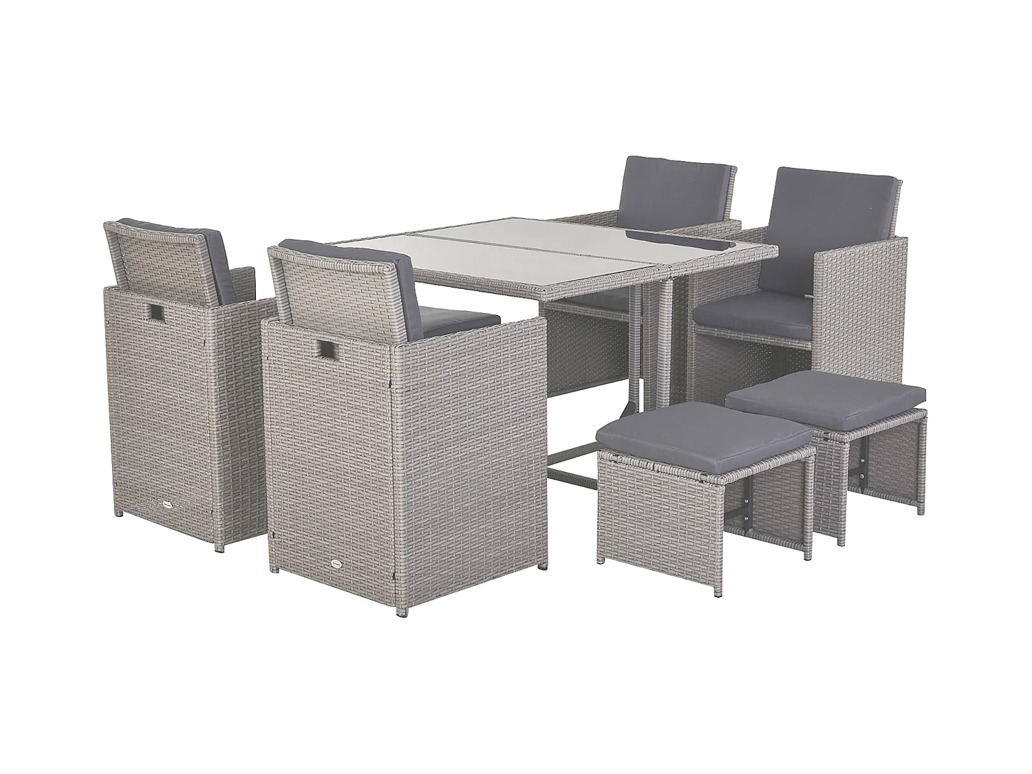 Set mobili da giardino esterno 9pz rattan grigio