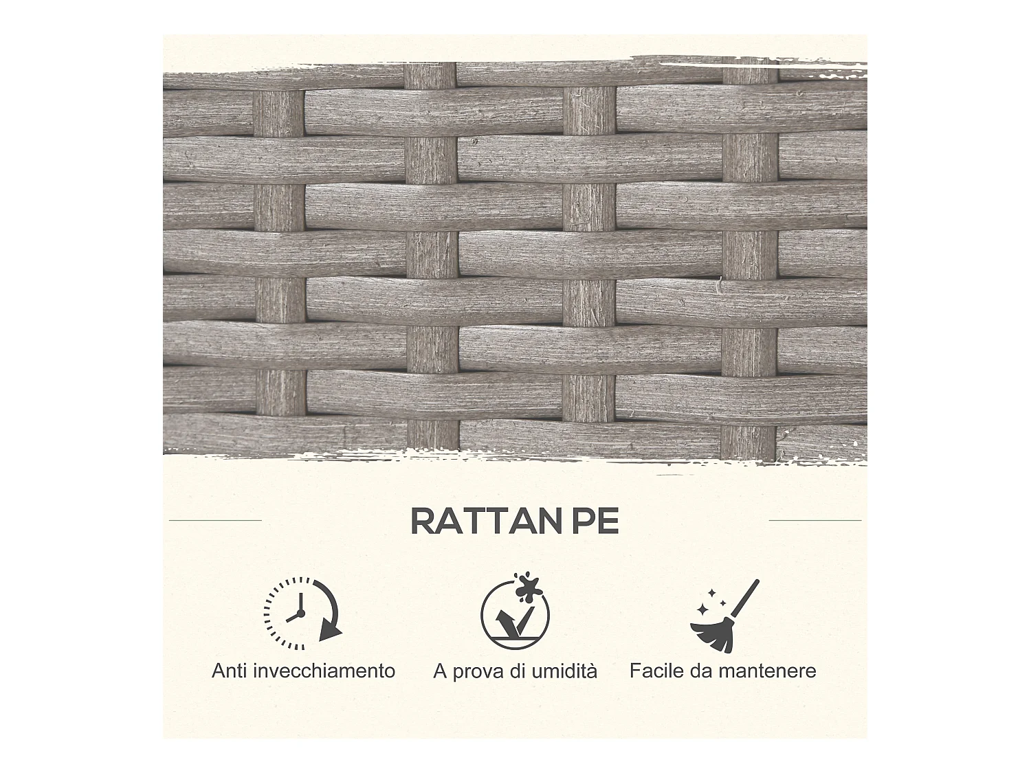 Set mobili da giardino esterno 9pz rattan grigio