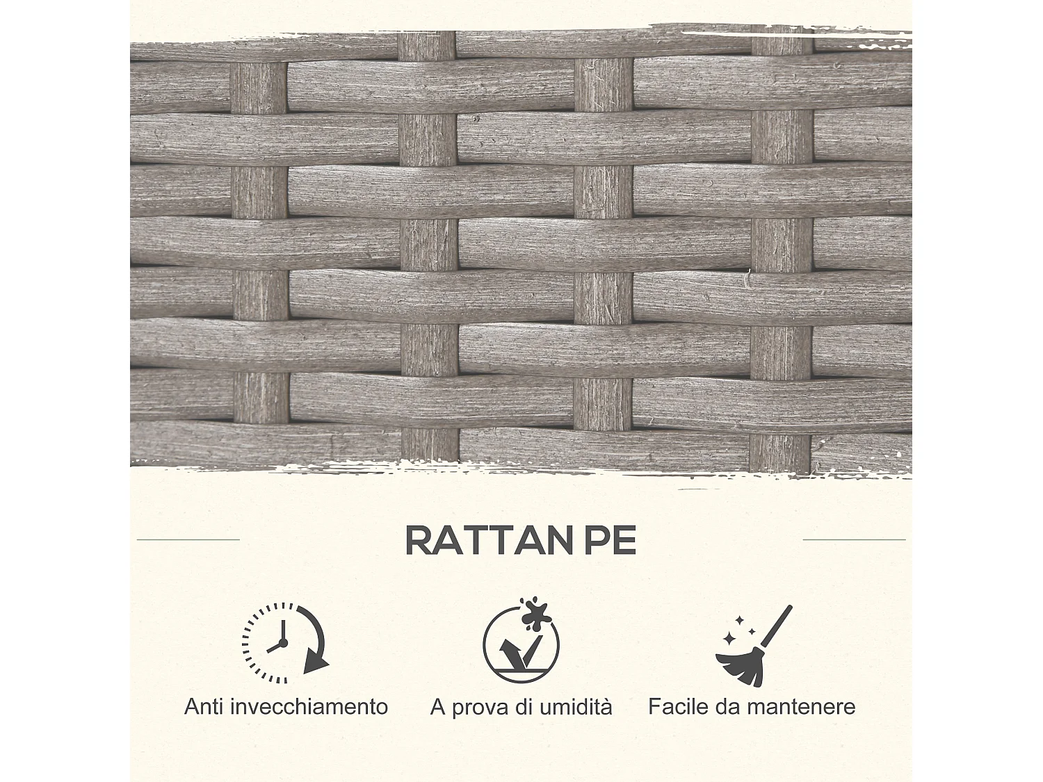 Set mobili da giardino esterno 9pz rattan grigio