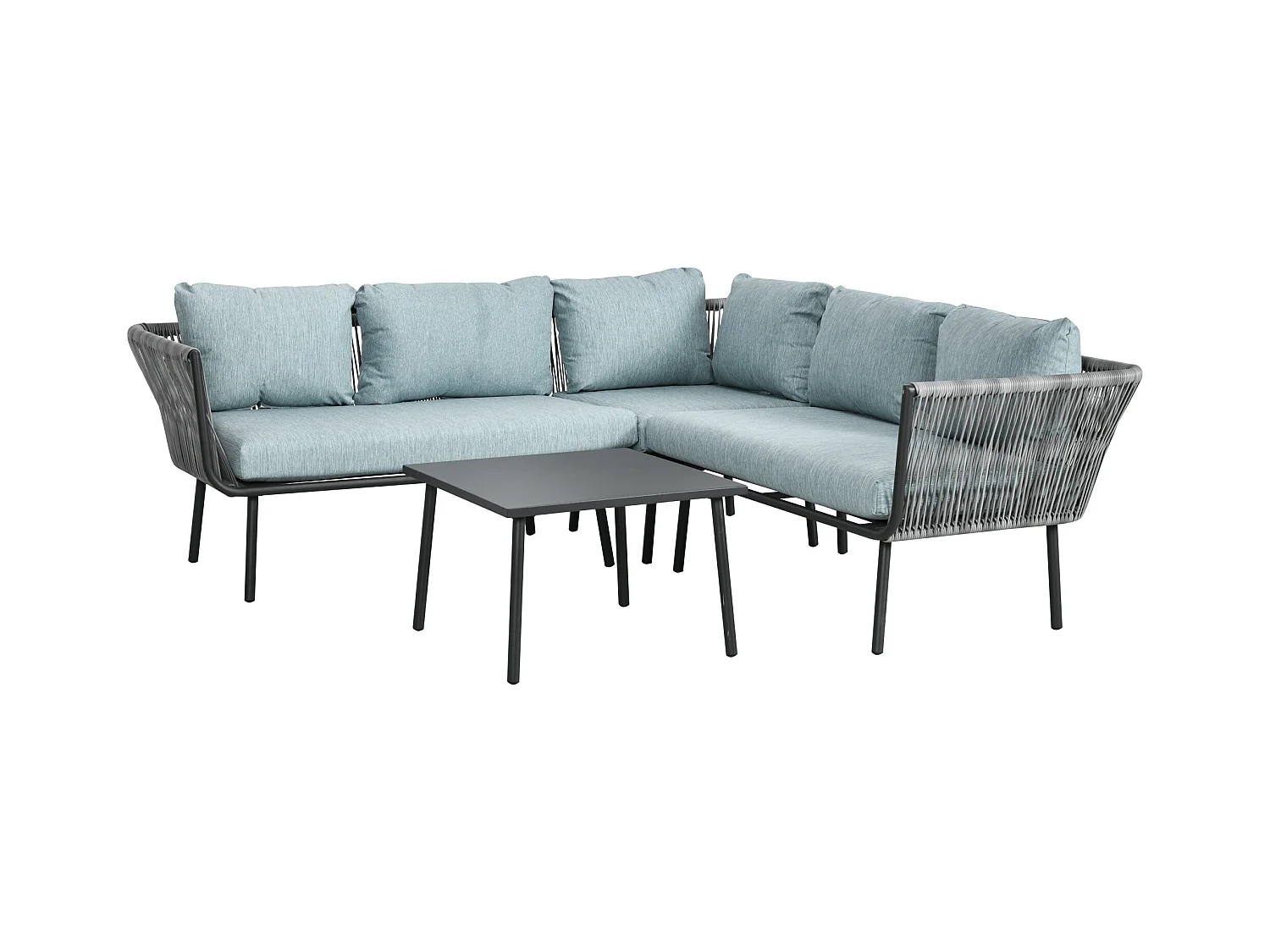 Set da giardino 4pz con 2 divani angolari poltroncina e tavolino