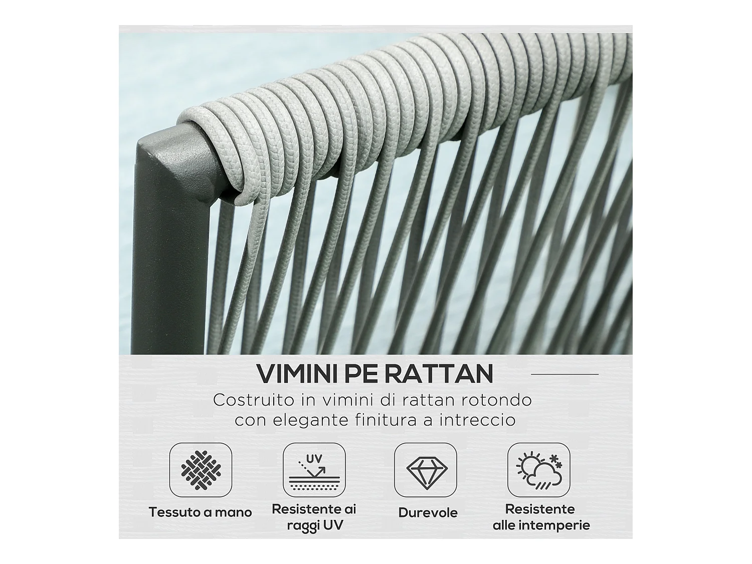 Set da giardino 4pz con 2 divani angolari poltroncina e tavolino