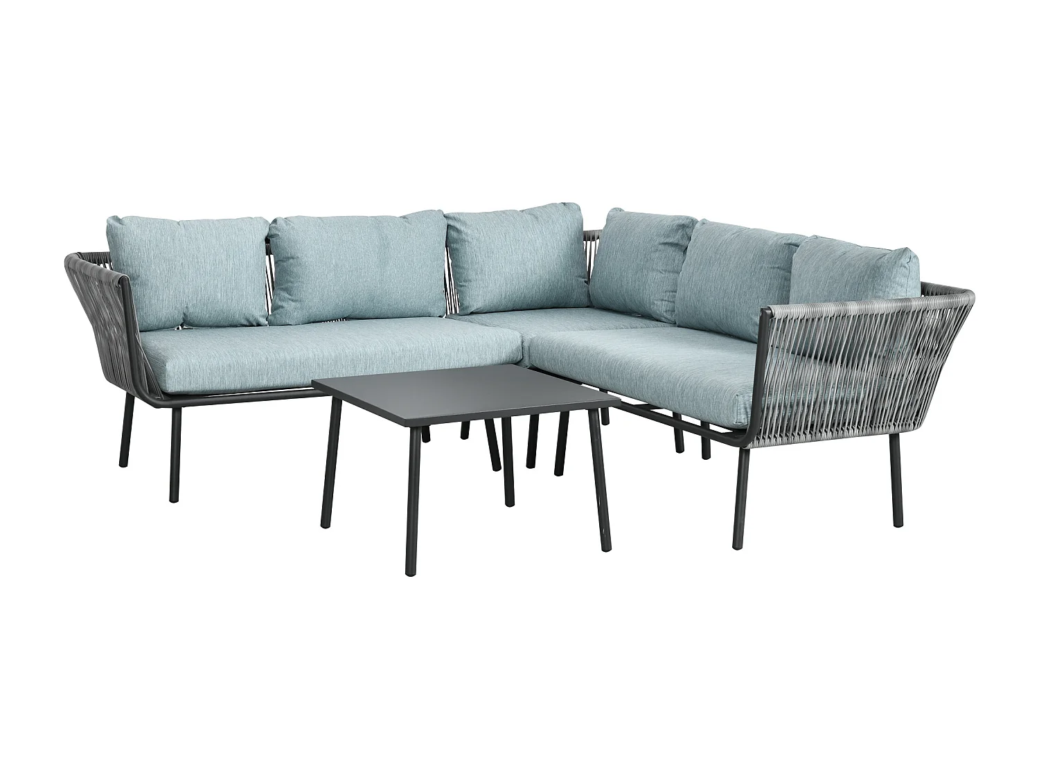 Set da giardino 4pz con 2 divani angolari poltroncina e tavolino