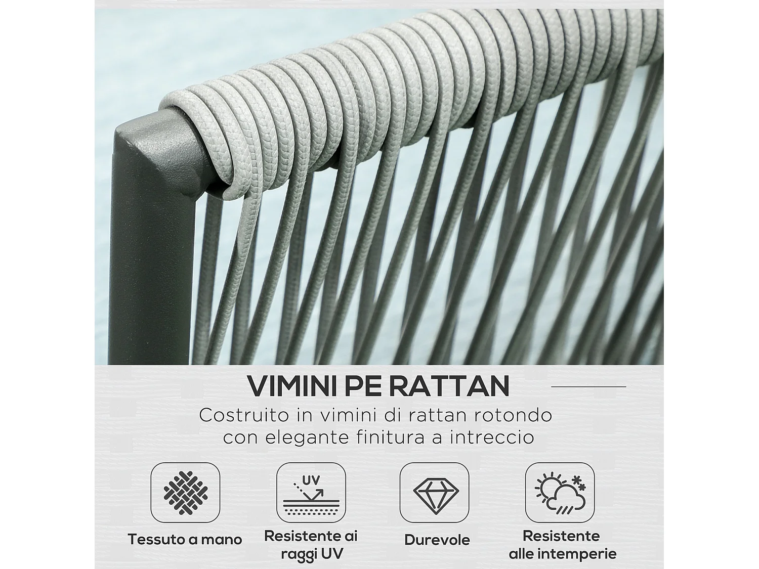 Set da giardino 4pz con 2 divani angolari poltroncina e tavolino