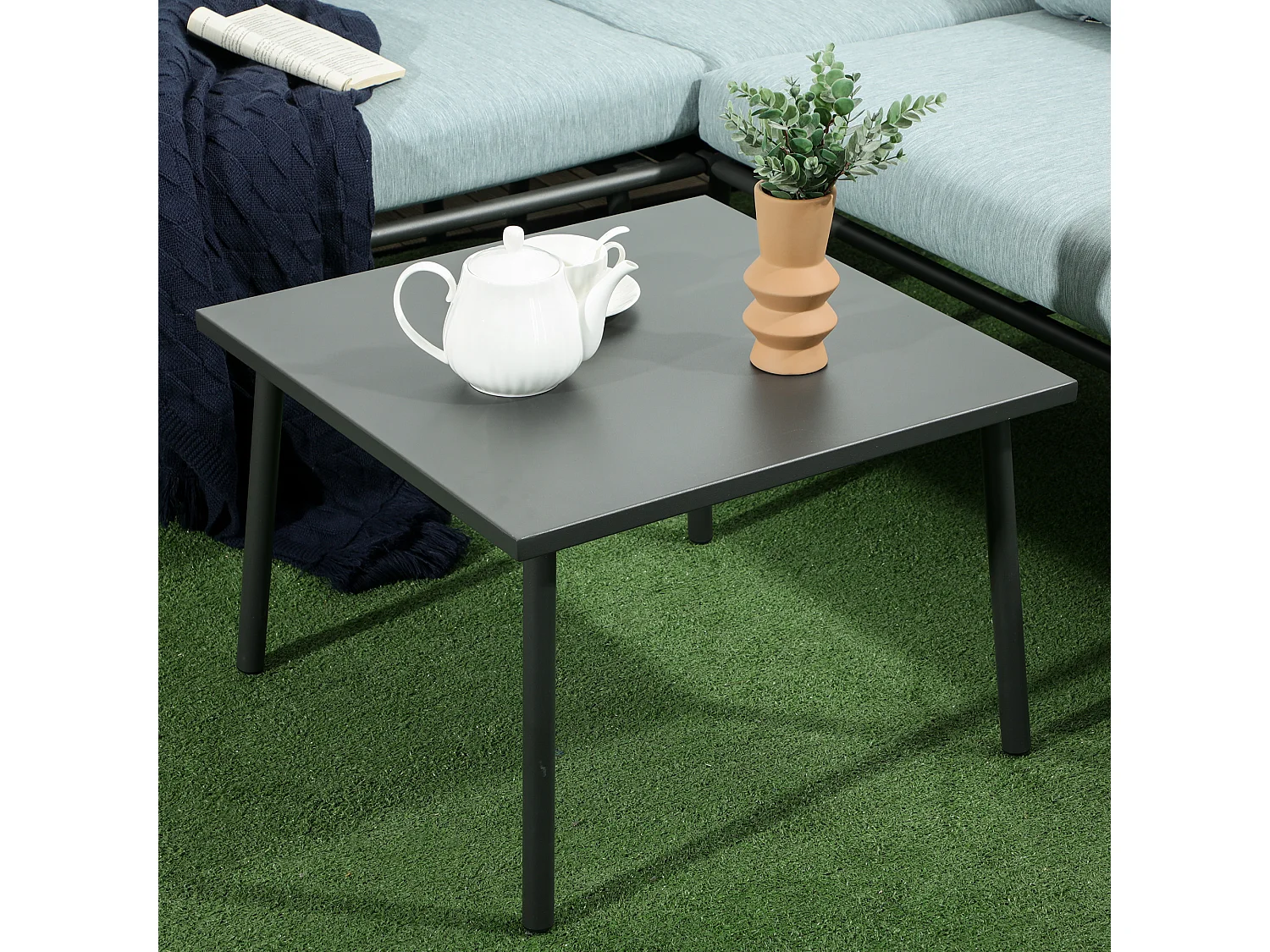 Set da giardino 4pz con 2 divani angolari poltroncina e tavolino