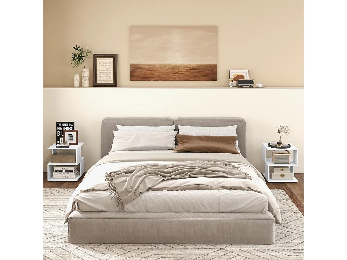 3-stufiger Beistelltisch moderner Nachttisch Couchtisch mit Ablageflächen 39,5 x 39,5 x 45 cm Weiß