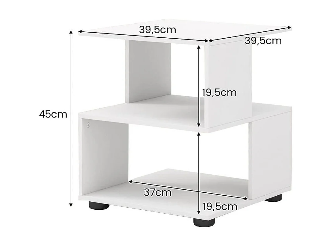 Table d'Appoint de Canapé à 3 Niveaux Table de Chevet Moderne avec Etagères Patins Antidérapants Table Basse Assemblage Facile Blanc