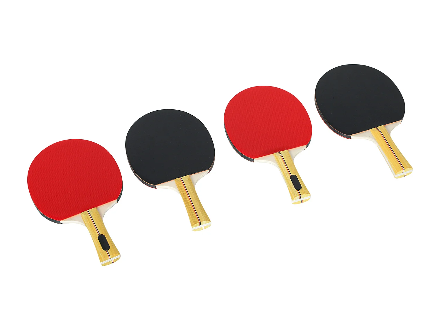 Set 4 racchette ping pong e 8 palline con custodia rosso e nero