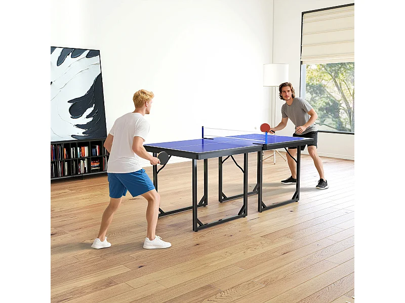 Tavolo ping pong pieghevole con rete da gioco 182x91x76cm blu