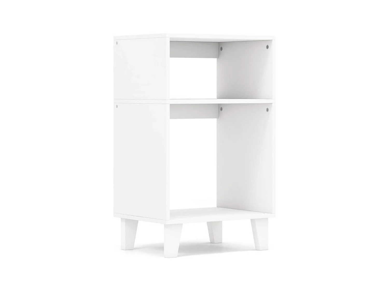 Table d'Appoint à 3 Niveaux Table de Chevet avec Etagères de Rangement Pieds Surélevés et Structure Stable Table d'Appoint Etroite Blanc