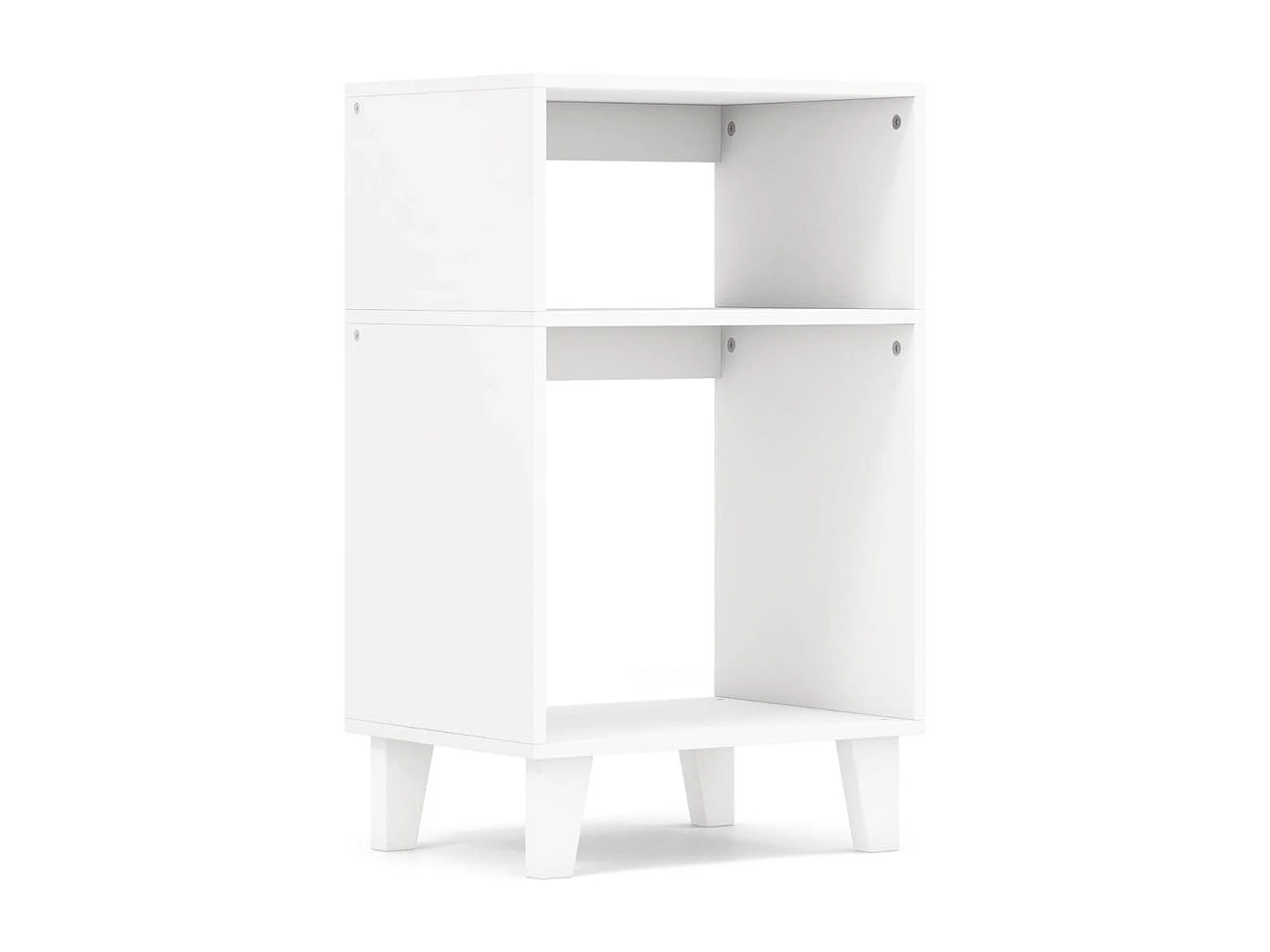 Tavolino a 3 livelli con ripiani gambe e struttura stabile, Tavolino comodino multiuso per camera da letto Bianco