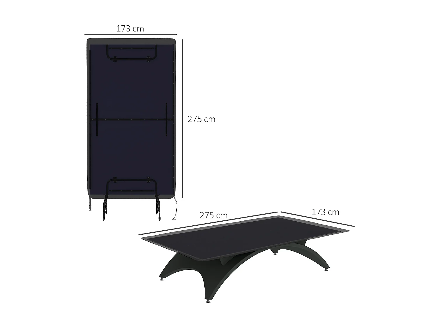 Copertura tavolo da ping pong 257x153x5 cm in polietilene nero