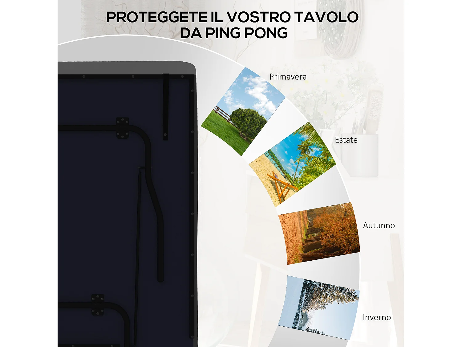 Copertura tavolo da ping pong 257x153x5 cm in polietilene nero