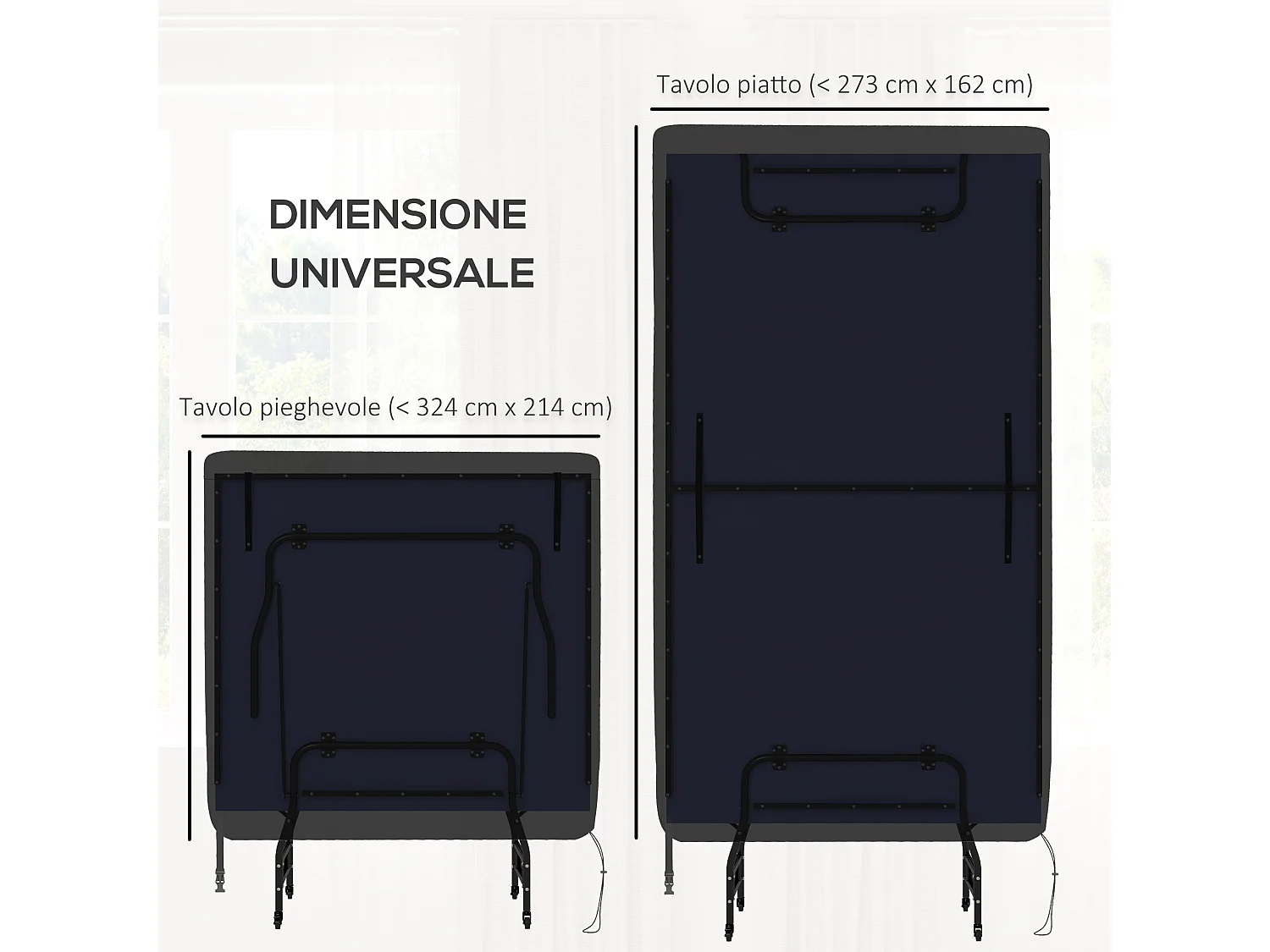 Copertura tavolo da ping pong 257x153x5 cm in polietilene nero