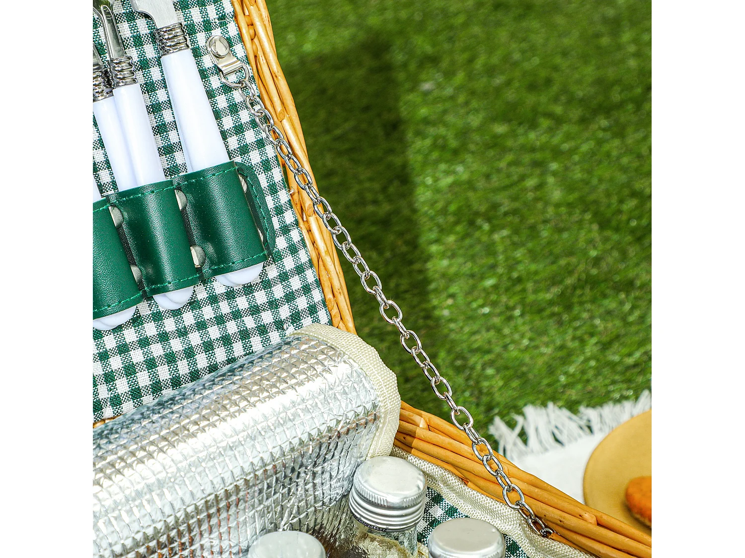 Cesta da pic nic per 2 persone con area frigo in vimini marrone chiaro