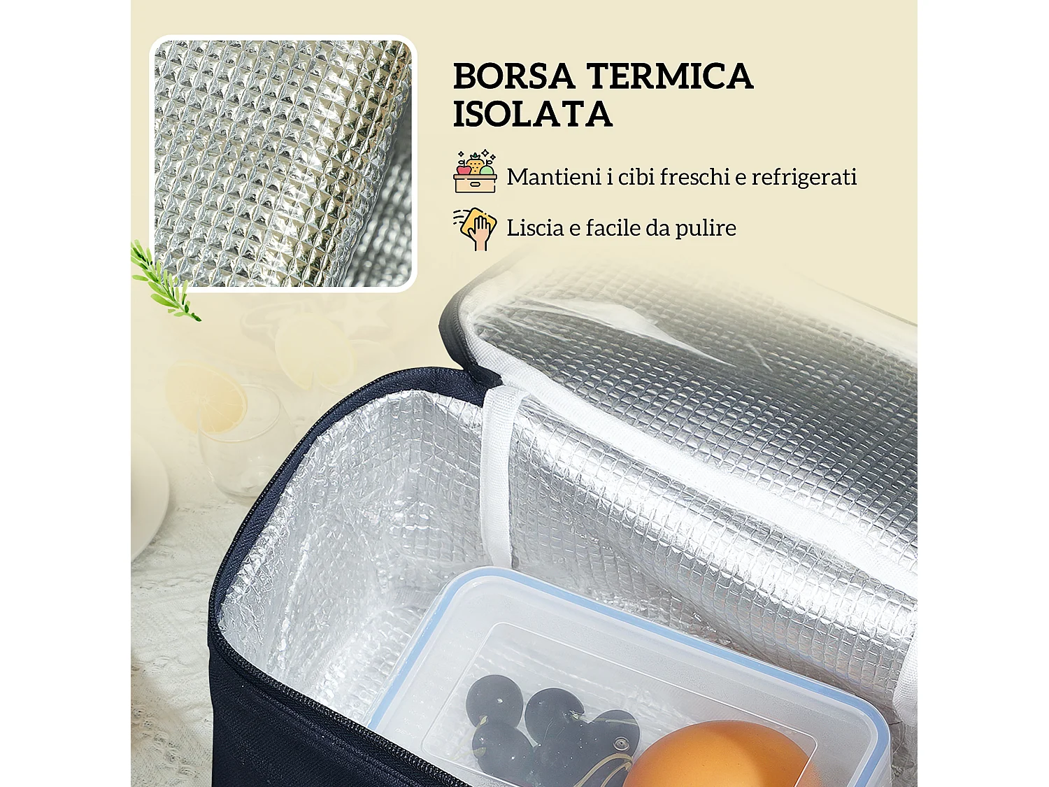 Cesta da pic nic per 4 persone con area frigo e accessori 54x34x20 cm