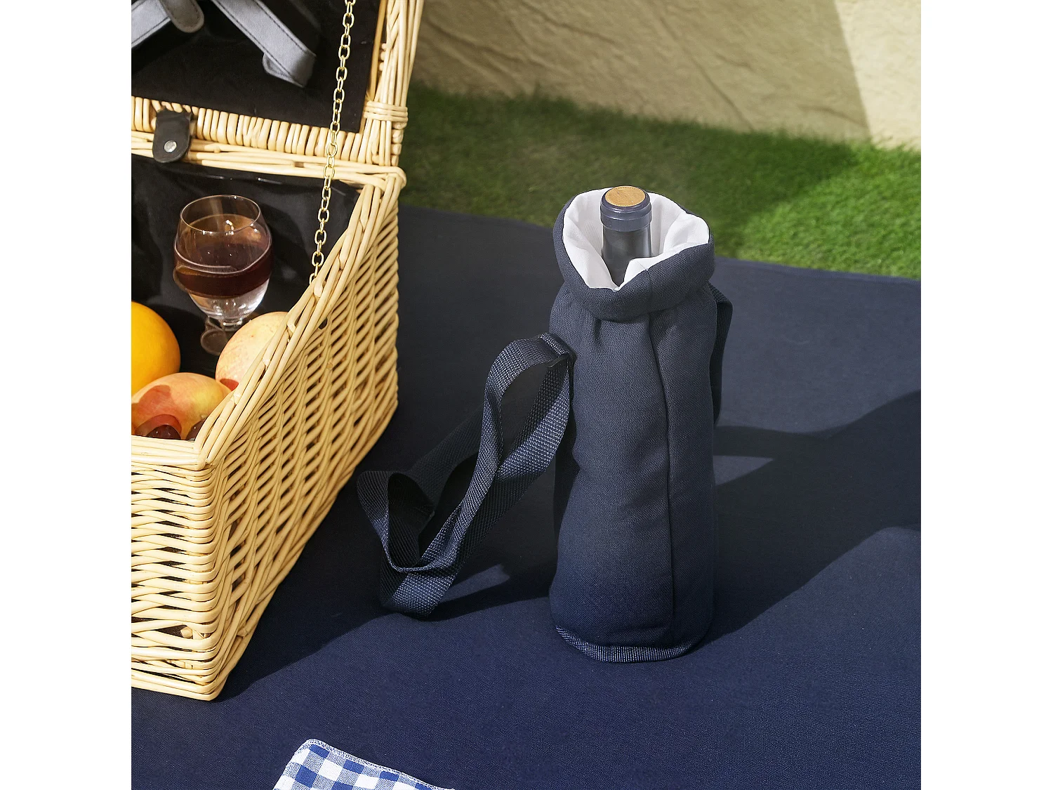 Cesta da pic nic per 4 persone con area frigo e accessori 54x34x20 cm