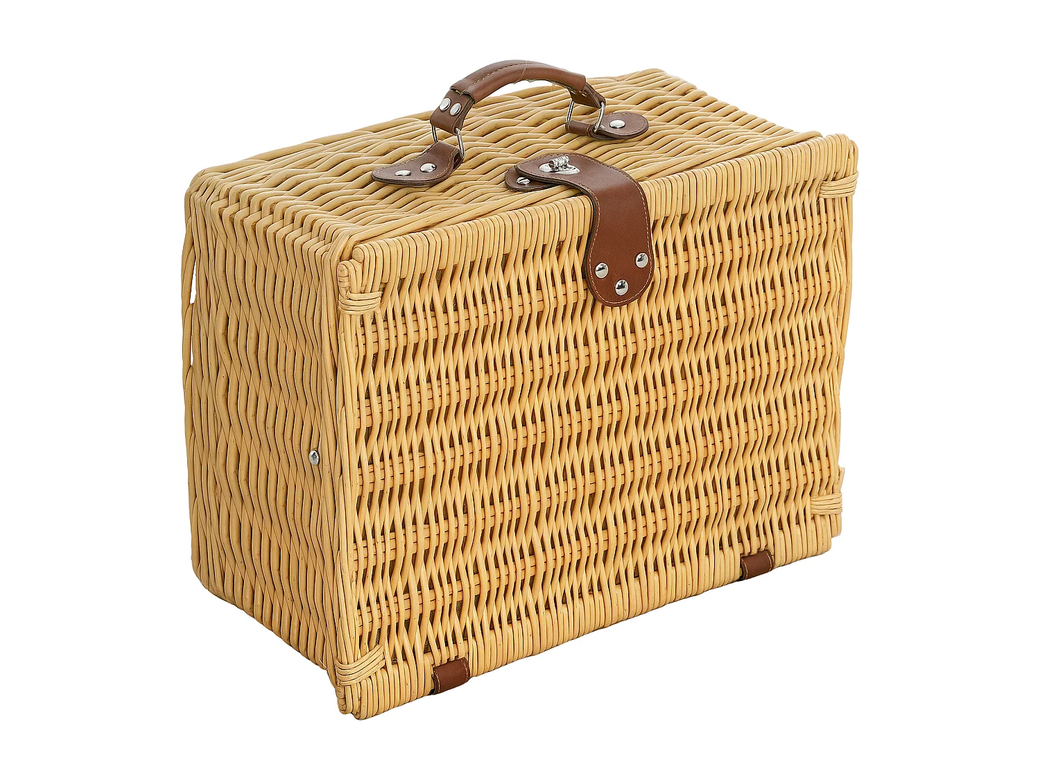 Cestino da picnic per 2 persone con stoviglie in vimini marrone