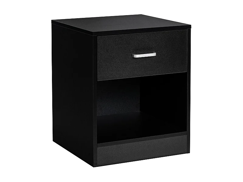 Comodino moderno con cassetto e vano aperto, Tavolino laterale versatile per divano letto 45x42,5x55cm Nero