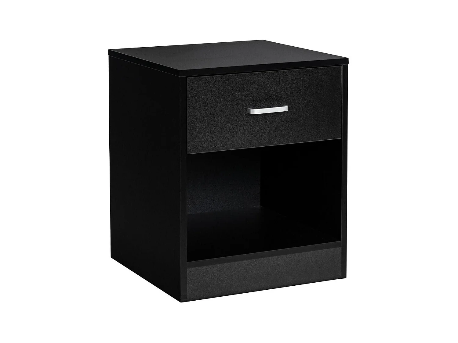 Comodino moderno con cassetto e vano aperto, Tavolino laterale versatile per divano letto 45x42,5x55cm Nero