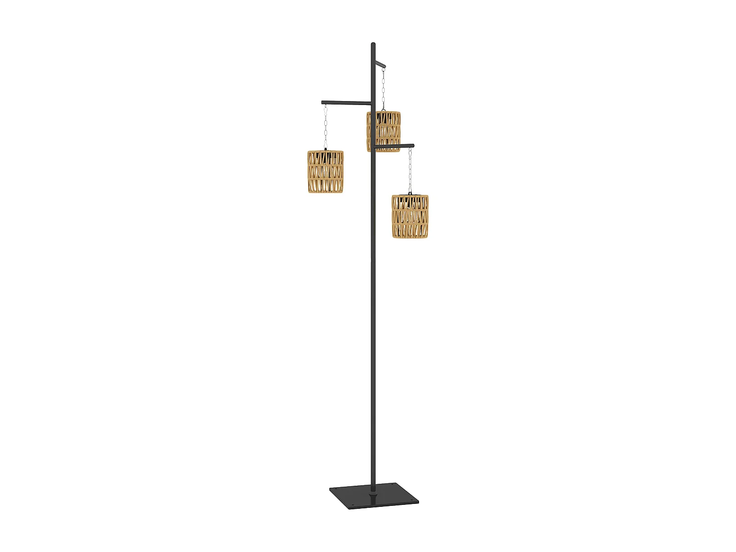 Lampada da esterno solare a 3 luci con base quadrata nero e giallo